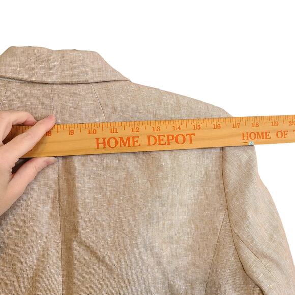 J Crew Womens Campbell Schoolboy Blazer 12 Linen Blend Jacket Beige Tan Nautical - Picture 9 of 11